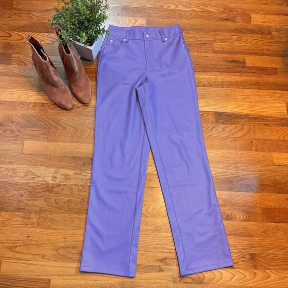 Vero Moda Women’s XS Purple Faux Leather Pleather Vegan Straight Leg Pants Rave - Picture 1 of 8